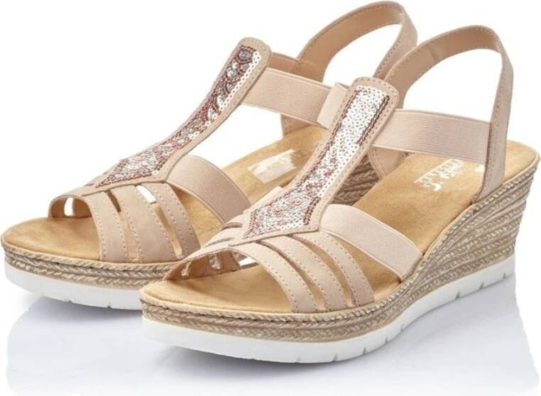 Rieker Beige Platte Sandalen voor Vrouwen
