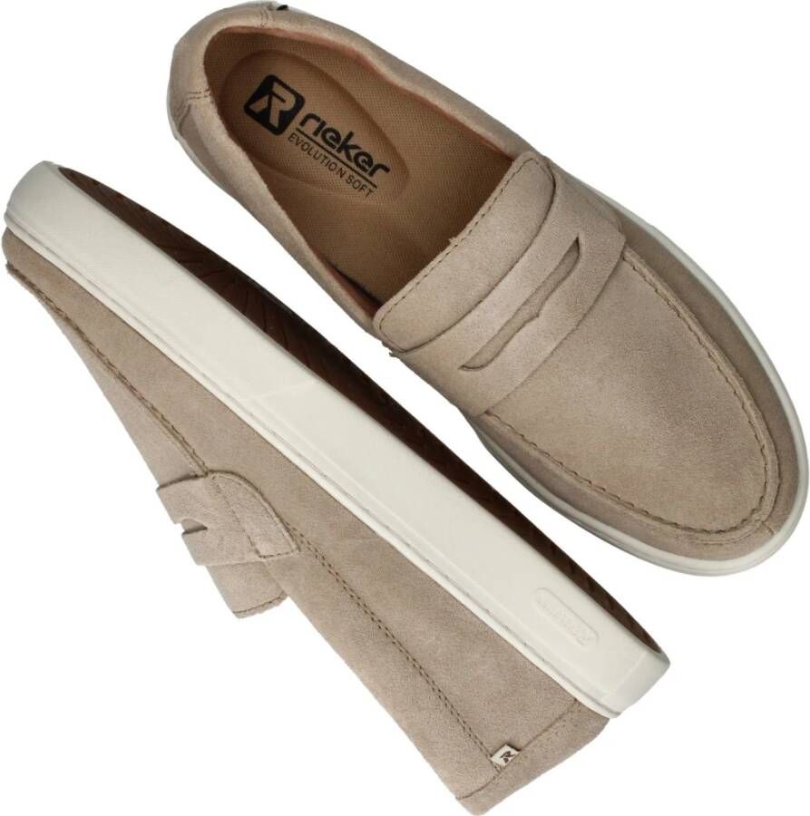 Rieker Beige Suède Loafer Instapper Beige Heren