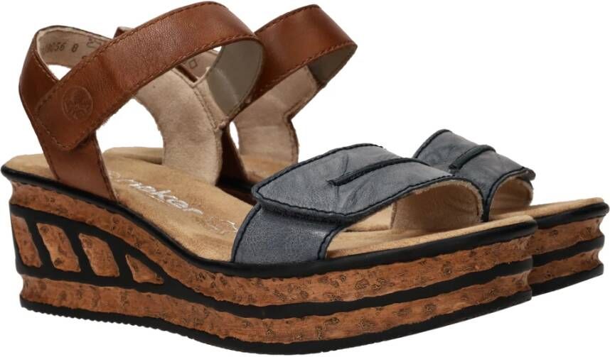 Rieker Blauw en Bruin Platform Sandaal Brown Dames