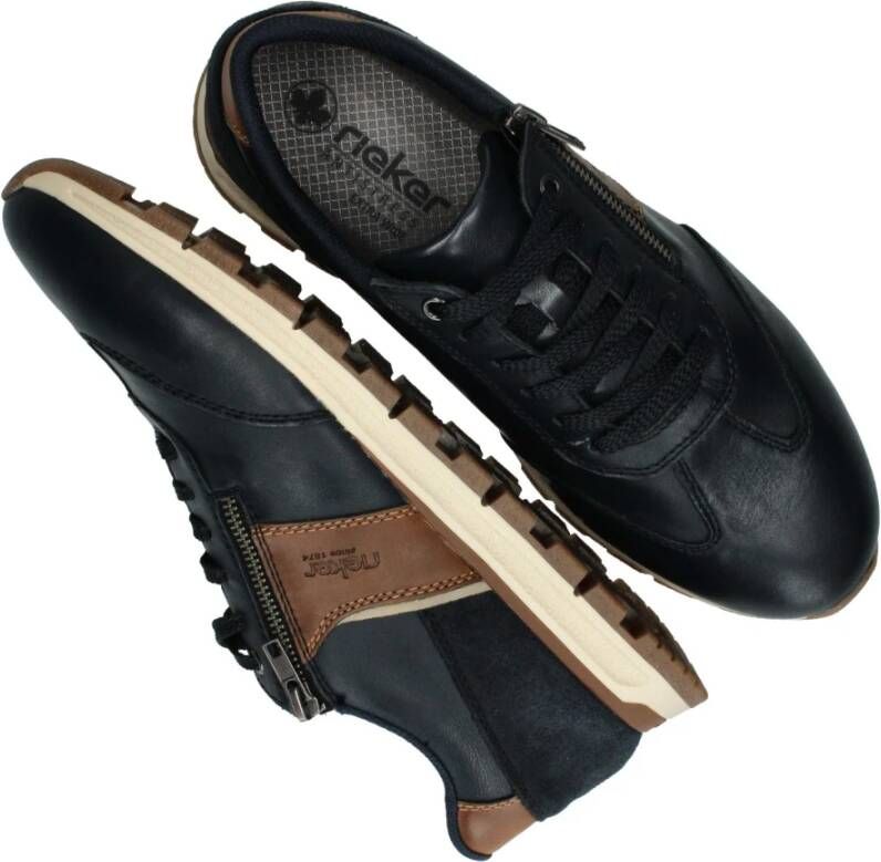 Rieker Blauwe Comfortabele Sneaker met Rits en Veters Blue Heren