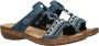 Rieker Blauwe Beaded Slipper met Klittenbandsluiting Blue - Thumbnail 8