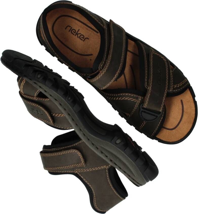 Rieker Bruine Comfort Sandaal met Klittenbandsluiting Brown Heren