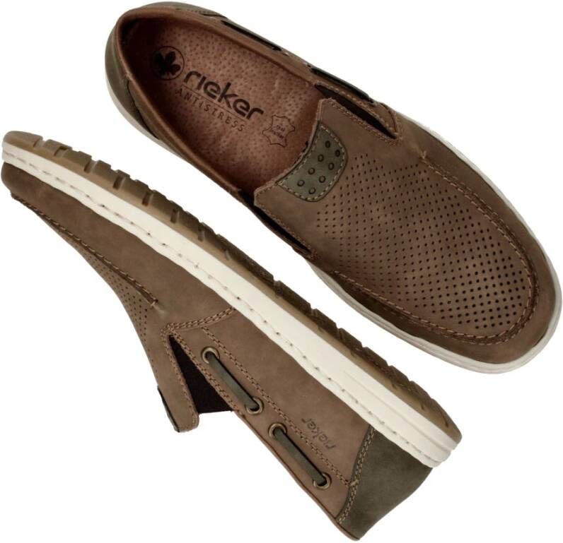 Rieker Bruine Slip-On Loafers voor Heren Multicolor Heren