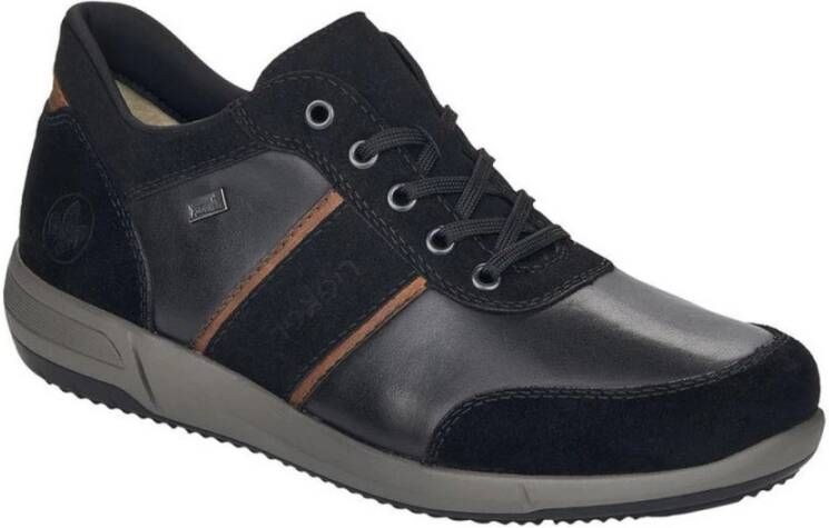 Rieker Casual Suède Platte Schoenen voor Heren Zwart Heren