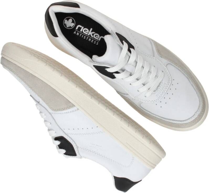 Rieker Comfortabele witte leren sneaker voor heren White Heren