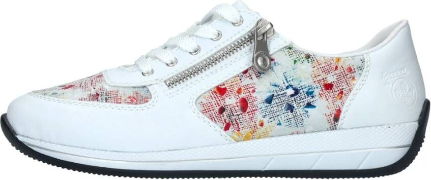 Rieker Comfortabele witte sneaker met leuk print Multicolor Dames