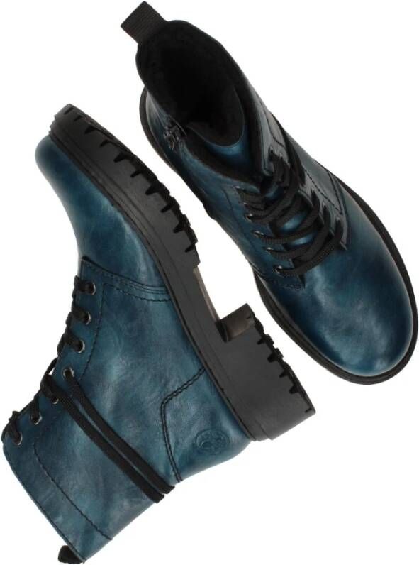 Rieker Dames veterboot met teddyvoering Blauw Dames