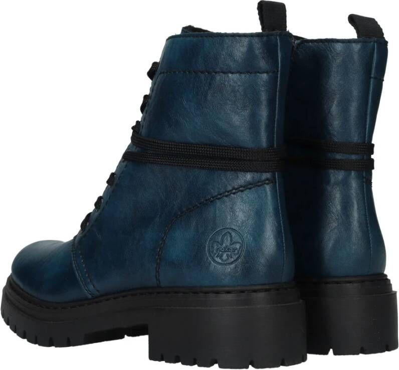 Rieker Dames veterboot met teddyvoering Blauw Dames