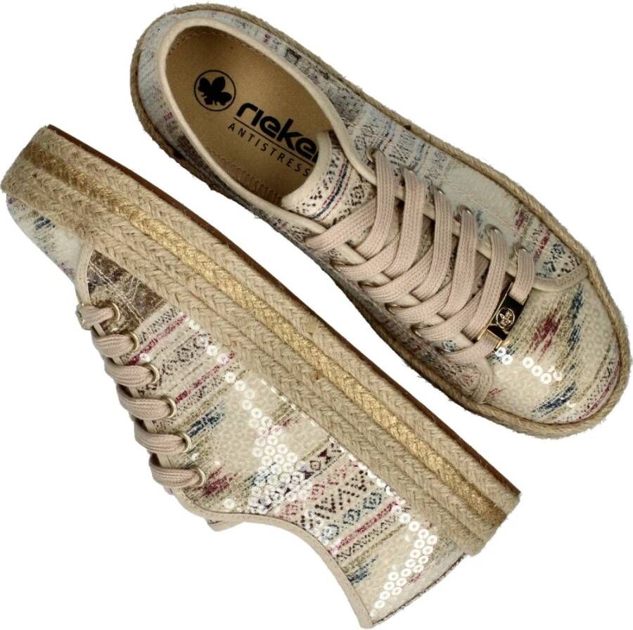 Rieker Espadrille Sneaker met zomerse print Multicolor Dames