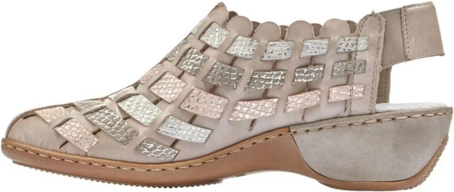 Rieker Lichtroze leren sandalen Beige Dames