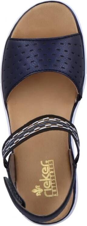 Rieker Stijlvolle Blauwe Leren Platte Sandalen Blauw Dames