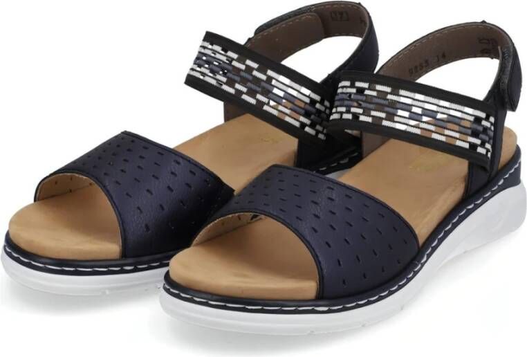 Rieker Flat Sandals Blauw Dames - Schoenen.nl