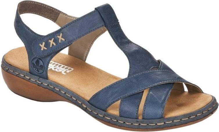 Rieker Comfortabele Platte Sandalen Blauw Dames