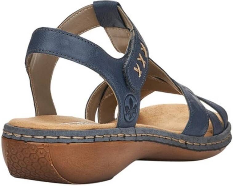 Rieker Comfortabele Platte Sandalen Blauw Dames