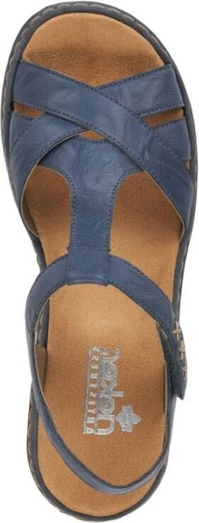 Rieker Comfortabele Platte Sandalen Blauw Dames