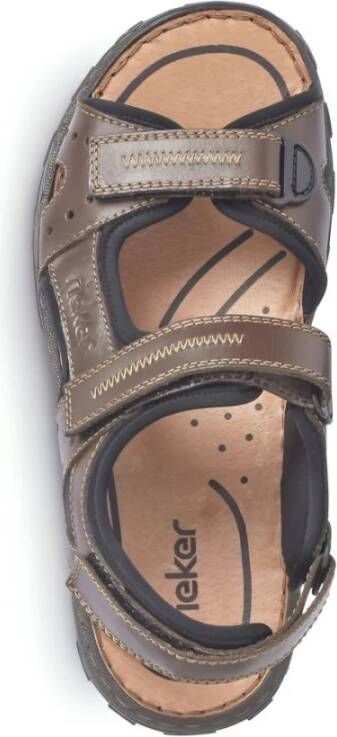 Rieker Bruine leren platte sandalen Bruin Heren