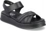 Rieker Comfortabele Leren Platte Sandalen Zwart Dames - Thumbnail 4