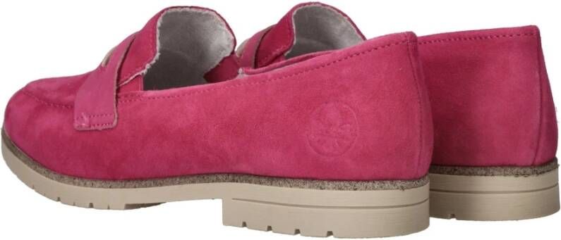 Rieker Fuchsia Suède Loafer met Leren Voetbed Pink Dames