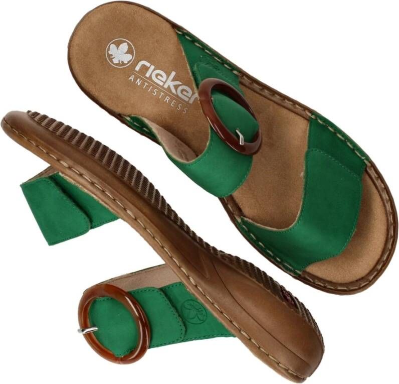 Rieker Groene Zomer Slipper met Gesp Green Dames