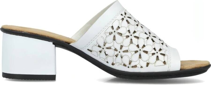 Rieker Witte Leren Hakken Muiltjes Wit Dames