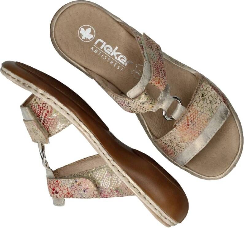 Rieker Metallic Gouden Print Slipper Multicolor Dames