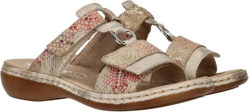 Rieker Metallic Gouden Print Slipper Multicolor Dames