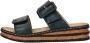 Rieker Petrol Kruis Geborduurde Slipper Green Dames - Thumbnail 10
