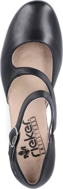 Rieker Zwarte Leren Platte Sandalen Zwart Dames