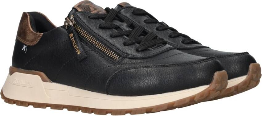 Rieker Metallic Gouden Sneaker met Comfortabele Pasvorm Zwart Dames