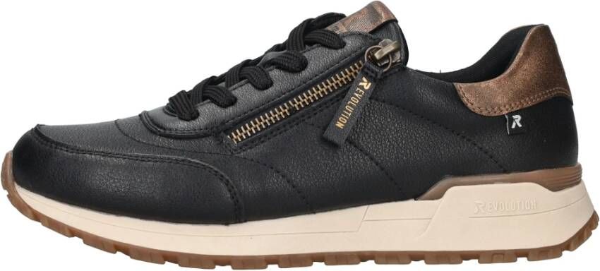 Rieker Metallic Gouden Sneaker met Comfortabele Pasvorm Zwart Dames