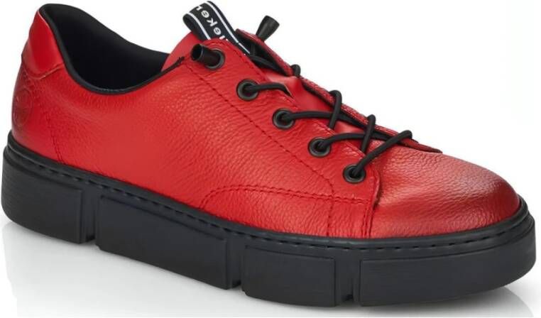 Rieker Rode leren sneakers voor vrouwen Red Dames