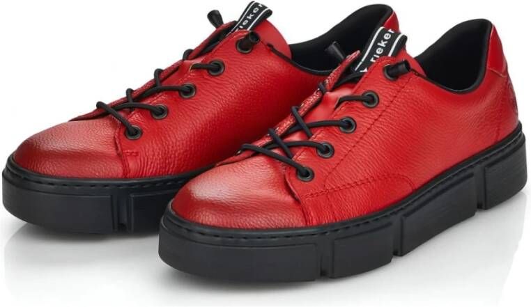 Rieker Rode leren sneakers voor vrouwen Red Dames