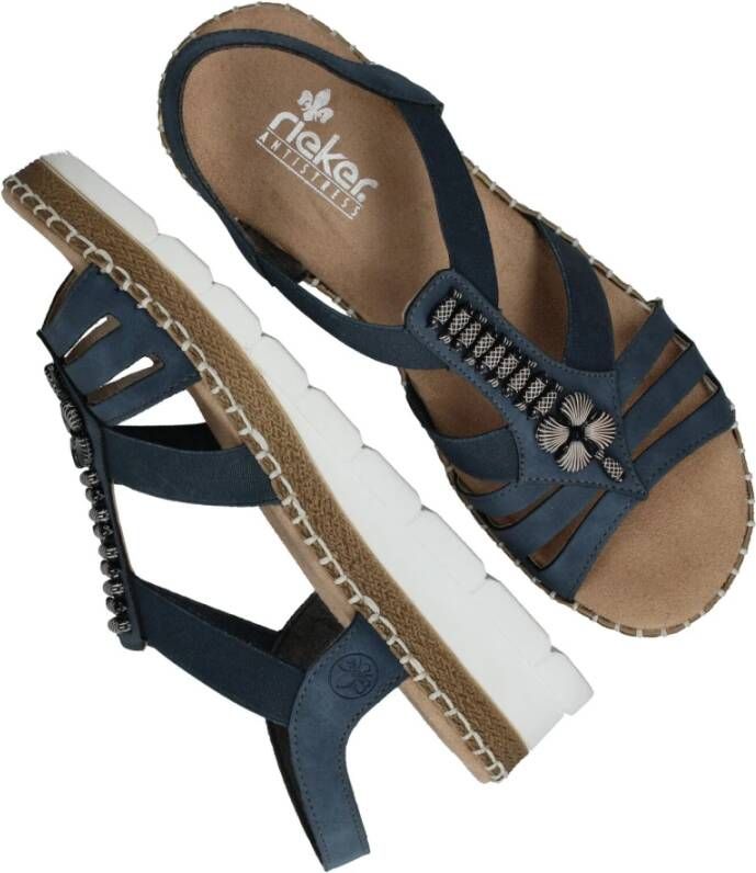Rieker Blauwe Sandalen met Elastische Bandjes Blauw Dames
