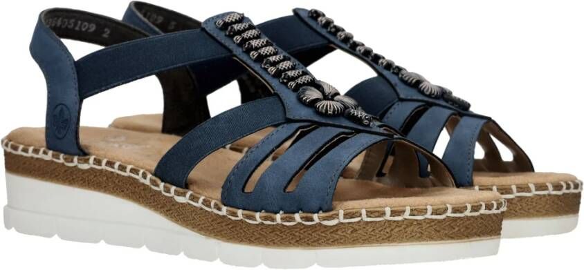 Rieker Blauwe Sandalen met Elastische Bandjes Blauw Dames