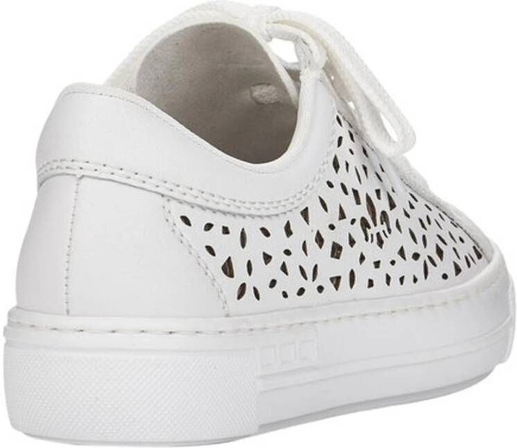Rieker Witte Leren Casual Schoenen Wit Dames