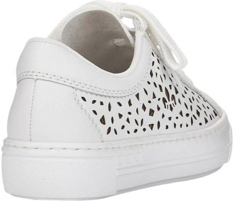 Rieker Witte Leren Casual Schoenen Wit Dames