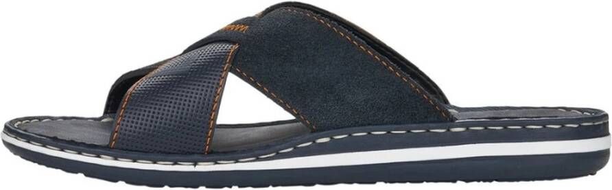 Rieker Comfortabele Navy Open Slippers Blauw Heren