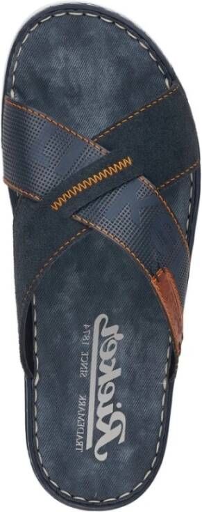 Rieker Comfortabele Navy Open Slippers Blauw Heren