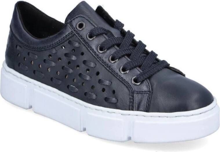 Rieker Blauwe Leren Sneakers voor Dames Blauw Dames