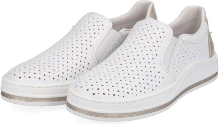 Rieker Witte leren sneakers voor dames Wit Dames