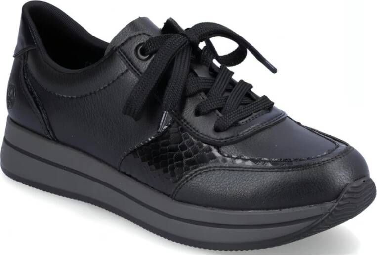Rieker Stijlvolle zwarte leren sneakers Zwart Dames