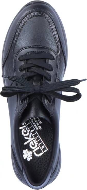 Rieker Stijlvolle zwarte leren sneakers Zwart Dames