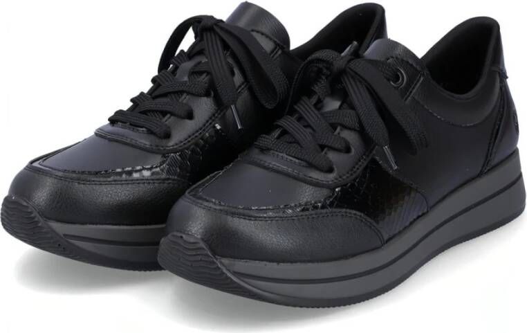 Rieker Stijlvolle zwarte leren sneakers Zwart Dames