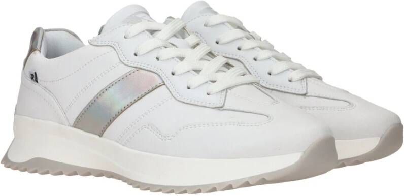Rieker Sportieve witte sneaker met metallic accenten White Dames