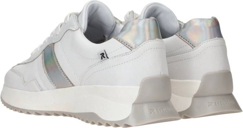 Rieker Sportieve witte sneaker met metallic accenten White Dames