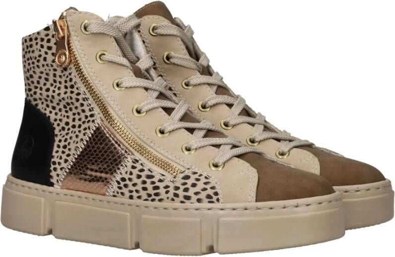 Rieker Stijlvolle veterschoen met speelse stippenprint Beige Dames