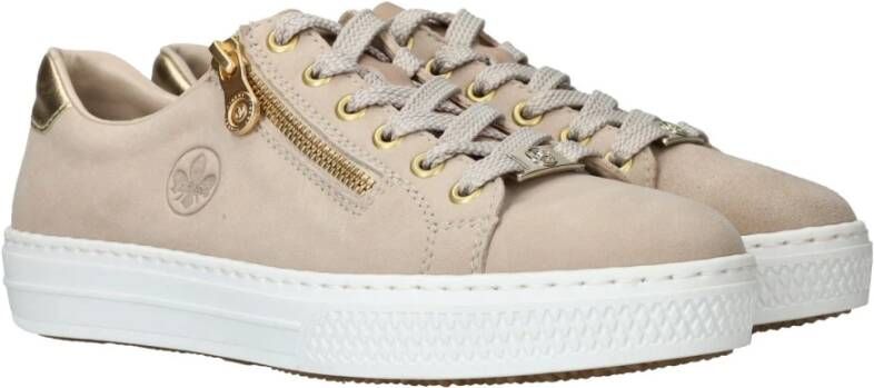 Rieker Taupe Sneakers met Gouden Accenten Beige Dames