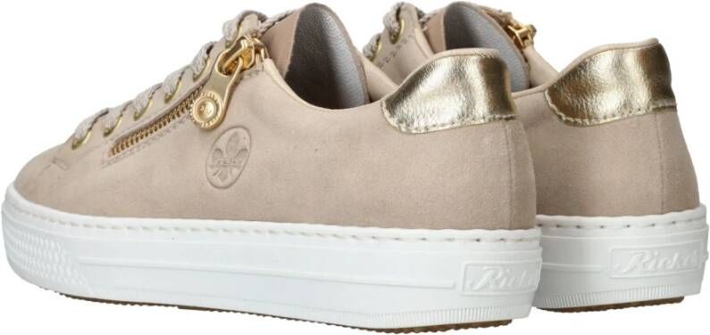 Rieker Taupe Sneakers met Gouden Accenten Beige Dames