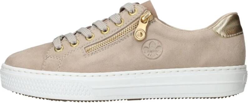 Rieker Taupe Sneakers met Gouden Accenten Beige Dames