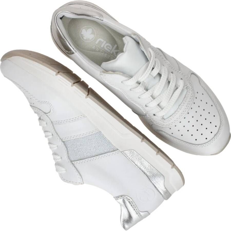 Rieker Witte Leren Sneakers met Zilveren Details White Dames